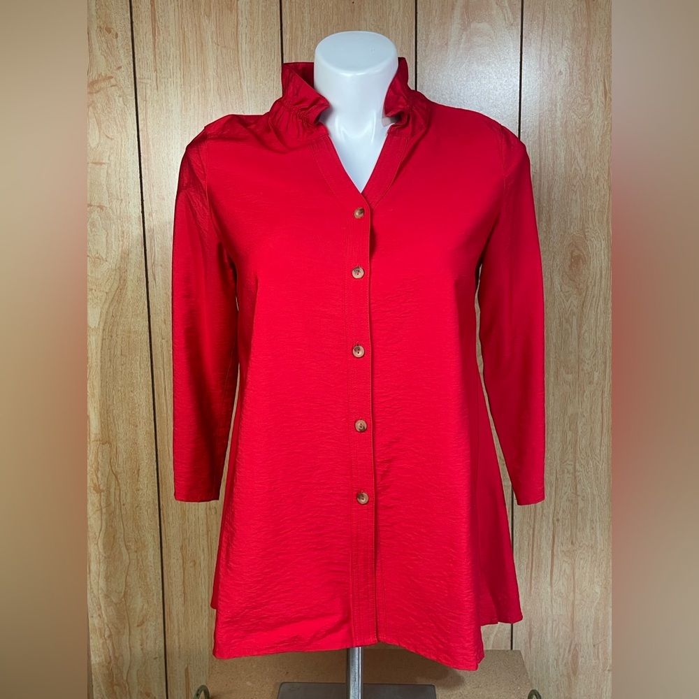 Multiples Vibrant Red Button-Down Shirt SZ - M